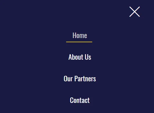 Screenshot of a simple mobile responsive navigation menu