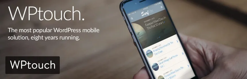 Screenshot of WPtouch banner on their website.